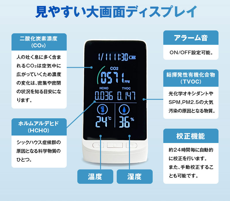 日本製 NDIR式 多機能型CO2濃度測定器｜Omni